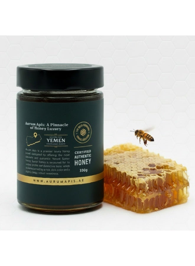 Aurum Apis Yemeni Sumar Honey, 100% Raw Unfiltered Pure Honey, Hand Harvested Organic Honey, Non-GMO, Rich in Nutrients & Energy Source, Respiratory Relief, Certified Thick Honey – 330g Honey Jar - Image 3